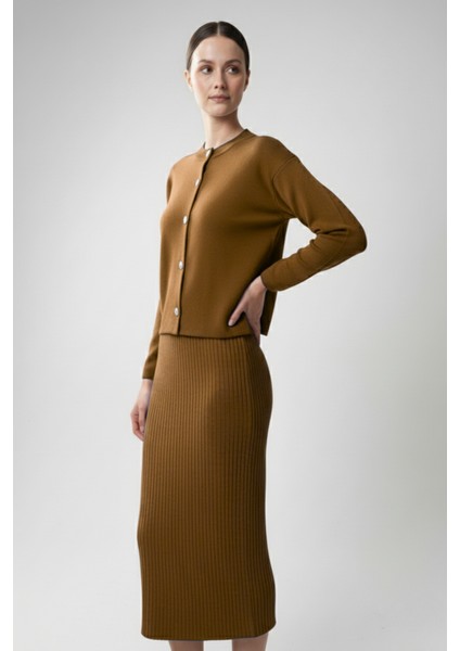 Kadın Hırka Elbise Ikili Takım - Kahverengi fırsatları