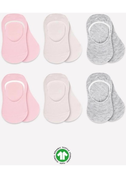 Eğitici Oyuncak Bistyle 6'lı Silikonlu Babet Penye Çorap BS30101B Pembe Ekru Gri