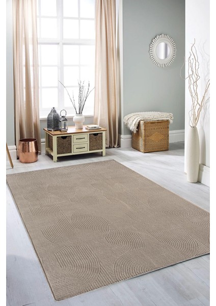 Rölyef Halı Yolluk Vizon | Kaymaz Taban | Makinada Yıkanabilir | Salon, Mutfak & Koridor