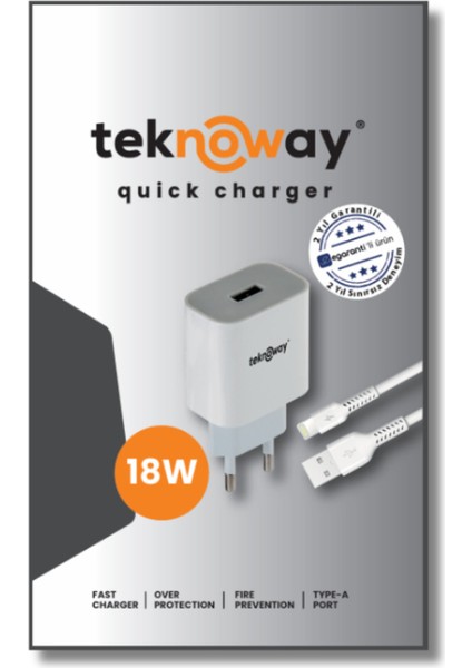 18W Type-A Port-Lighting Şarj Seti Beyaz