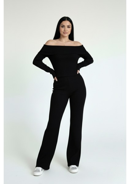 Kadın Madonna Yaka Siyah Alt Üst Takım