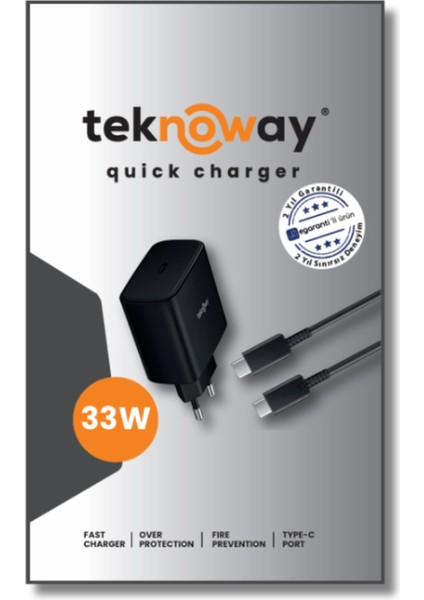 33W Type-C To Type-C Şarj Seti Siyah
