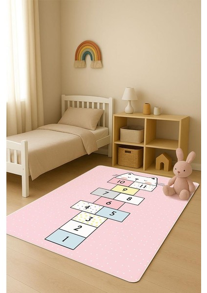 Parlak Kadife Kumaş Dijital Baskı Dot Kaymaz Tabanlı Çocuk ve Genç Odası Halısı H0752