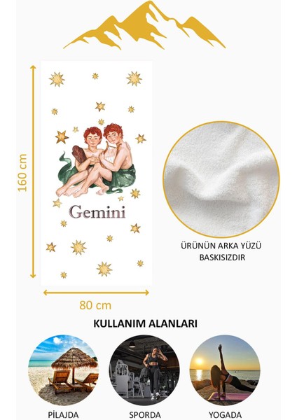 Dijital Baskı Plaj Deniz Havlusu Ikizler Burcu Desenli Peştamal HVL0036 fırsatları