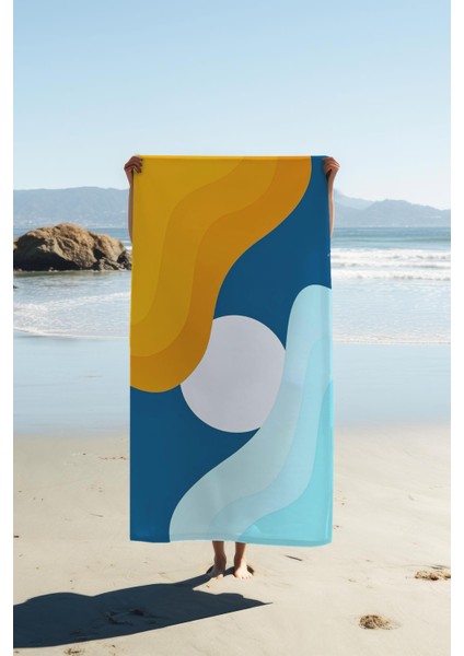 Dijital Baskı Plaj Deniz Havlusu Soyut Desenli Peştamal HVL0158