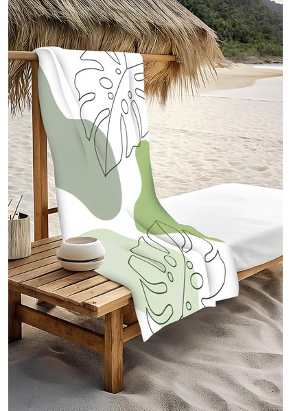 Dijital Baskı Plaj Deniz Havlusu Yaprak Desenli Peştamal HVL0184 modelleri