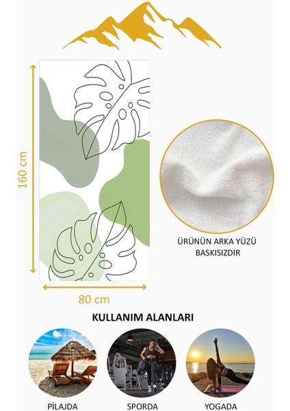 Dijital Baskı Plaj Deniz Havlusu Yaprak Desenli Peştamal HVL0184 fırsatları