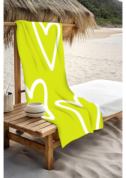 Dijital Baskı Plaj Deniz Havlusu Kalpli Desen Peştamal HVL0195 modelleri