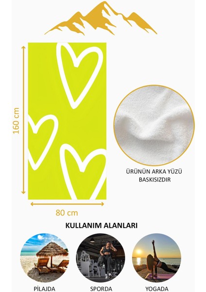 Dijital Baskı Plaj Deniz Havlusu Kalpli Desen Peştamal HVL0195 fırsatları