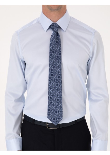 Erkek Açık Mavi Slim Fit %100 Pamuk Non Iron Kolay Ütülenebilir Klasik Gömlek 50314613-VR095