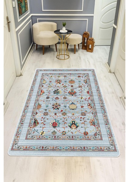 Vintage Desen Dijital Baskı Kaymaz Taban Halı H0281