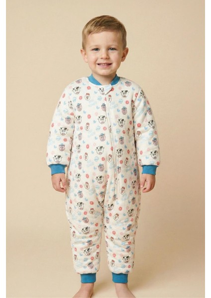 Unisex Çocuk Elyaf Dolgulu Uyku Tulumu - Ecru