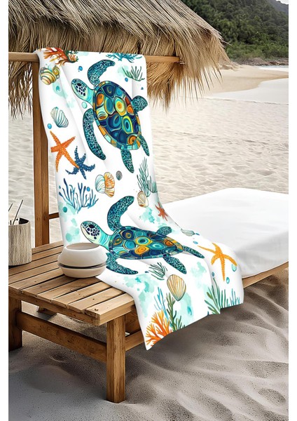 Dijital Baskı Plaj Deniz Havlusu Kaplumbağa Desenli Peştamal HVL0117 modelleri