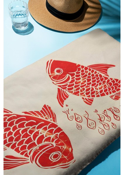 Dijital Baskı Plaj Deniz Havlusu Balık Desenli Peştamal HVL0127 fiyatları