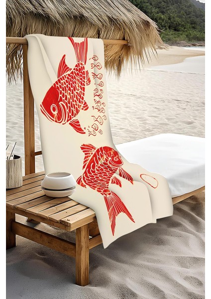 Dijital Baskı Plaj Deniz Havlusu Balık Desenli Peştamal HVL0127 modelleri