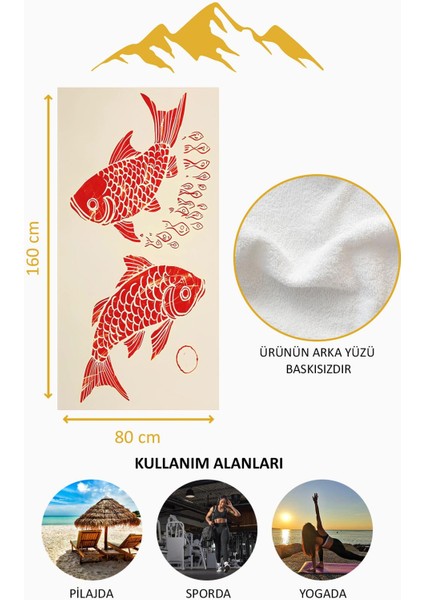 Dijital Baskı Plaj Deniz Havlusu Balık Desenli Peştamal HVL0127 fırsatları