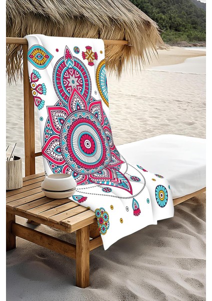 Dijital Baskı Plaj Deniz Havlusu Mandala Desenli Peştamal HVL0150 modelleri