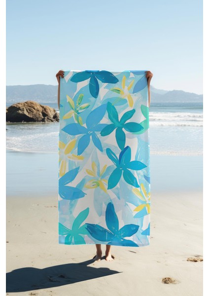 Dijital Baskı Plaj Deniz Havlusu Çiçek Desenli Peştamal HVL0181