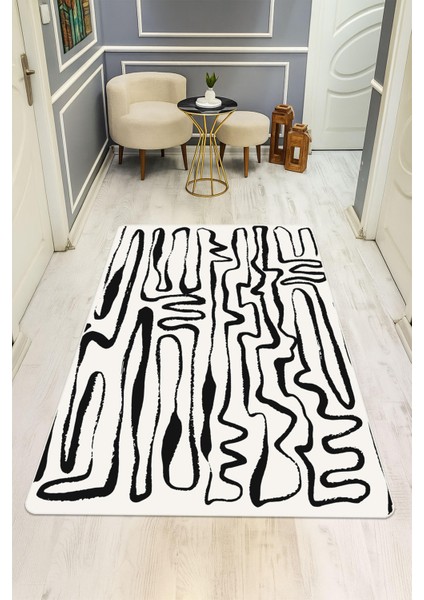 Modern Desenli Dijital Baskı Kaymaz Taban Halı H1087