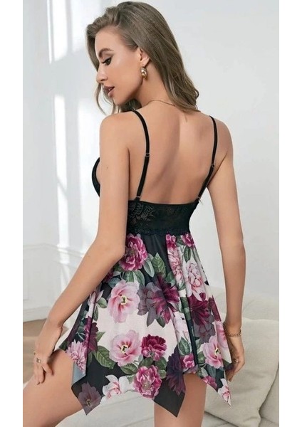 3692 Mini Çiçekli Dantel Detaylı Kadın Gecelik fiyatları