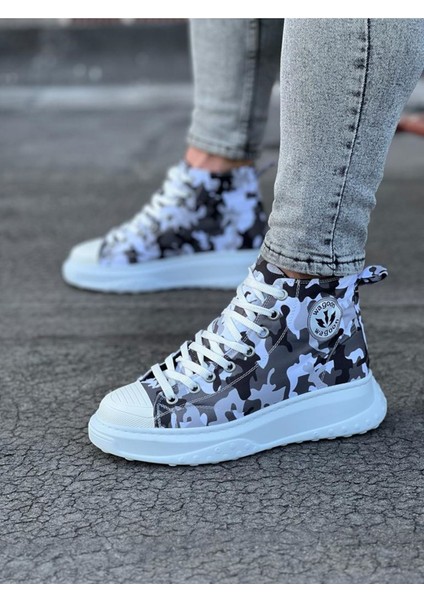 Beyaz Askeri Yarım Bilek Casual Ayakkabı