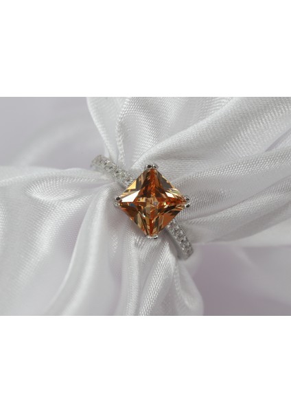 Kare Tektaş Kadın Yüzük, Turuncu Tektaş Gümüş Yüzük, Turuncu Tektaş Kadın Yüzük fiyatları