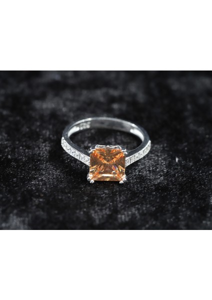 Kare Tektaş Kadın Yüzük, Turuncu Tektaş Gümüş Yüzük, Turuncu Tektaş Kadın Yüzük fırsatları