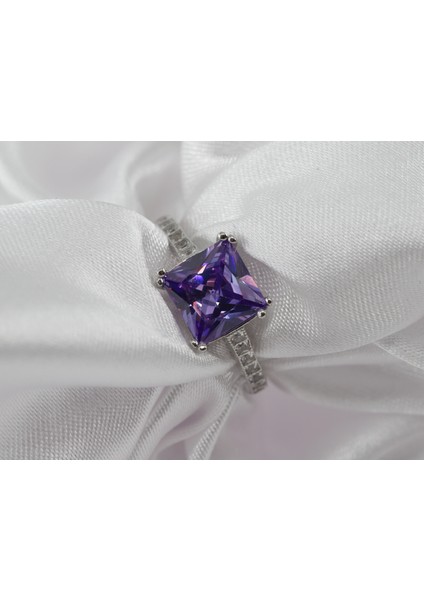 Kare Tektaş Kadın Yüzük, Mor Tektaş Gümüş Yüzük, Mor Tektaş Kadın Yüzük fiyatları