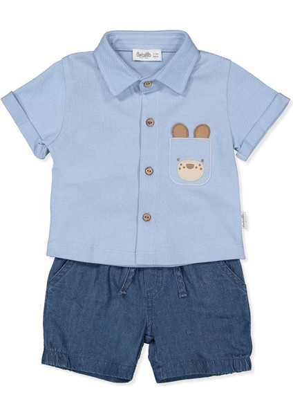 Tencel Şort 2li Takım (Colored Lınes) Mavi