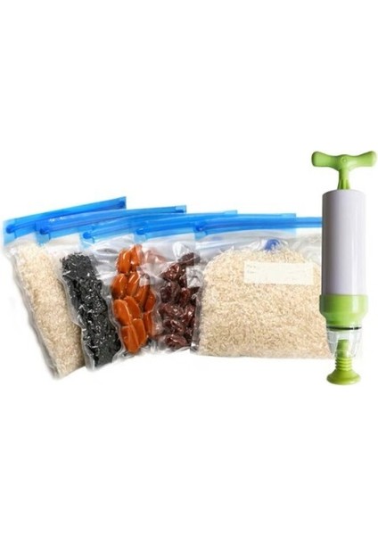 Manuel Vakumlu Gıda Saklama Poşeti ve Pompa Seti fırsatları