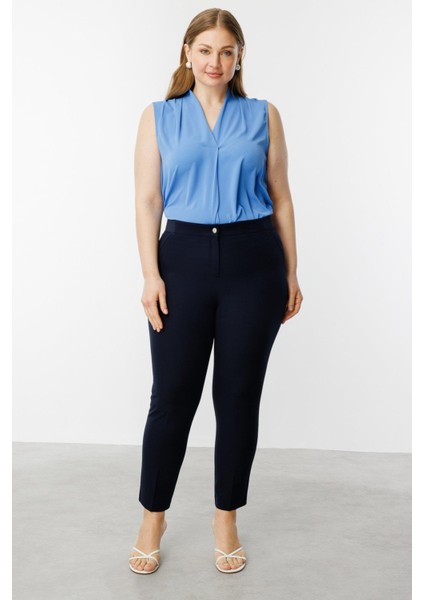 Beli Lastikli Dar Paça Büyük Beden Pantolon modelleri