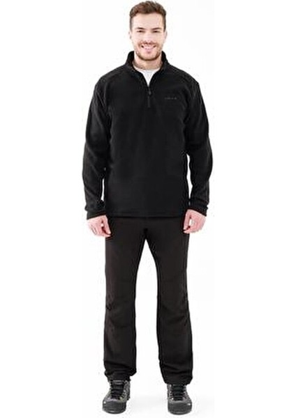 Cedric Erkek Yarım Fermuarlı Ince Polar Sweatshirt Siyah
