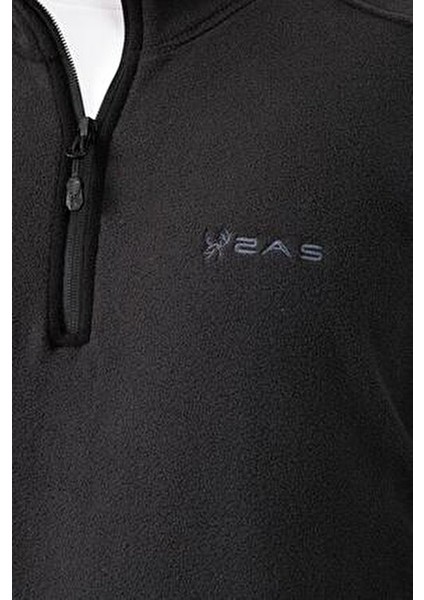 Cedric Erkek Yarım Fermuarlı Ince Polar Sweatshirt Siyah