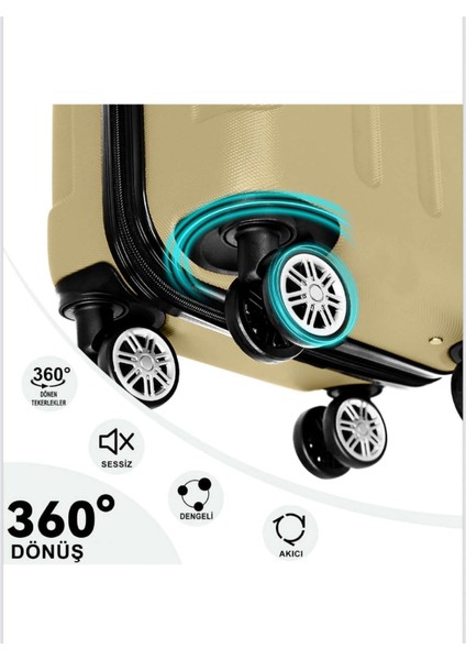 Abs Valiz Seti 3’lü – Kabin Boy, Orta Boy, Büyük Boy – 360° Çift Tekerlek – Darbeye Dayanıklı Sert Bavul – Hafif & Güvenli Kilit Sistemi