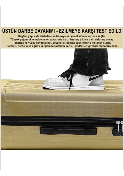 Abs Valiz Seti 3’lü – Kabin Boy, Orta Boy, Büyük Boy – 360° Çift Tekerlek – Darbeye Dayanıklı Sert Bavul – Hafif & Güvenli Kilit Sistemi