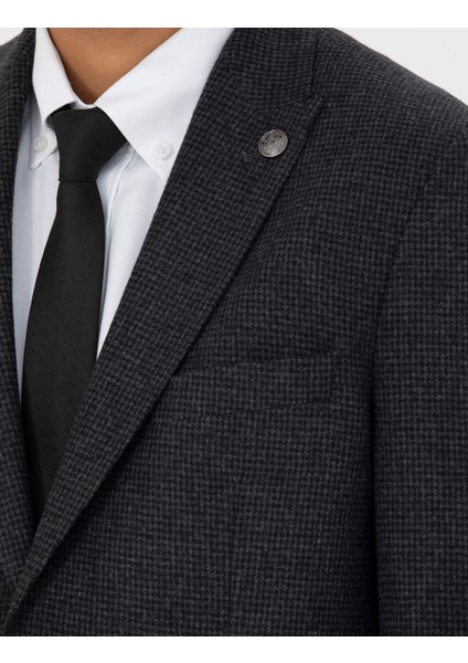 Erkek Antrasit Slim Fit Yün Karışımlı Ceket 50279478-VR006