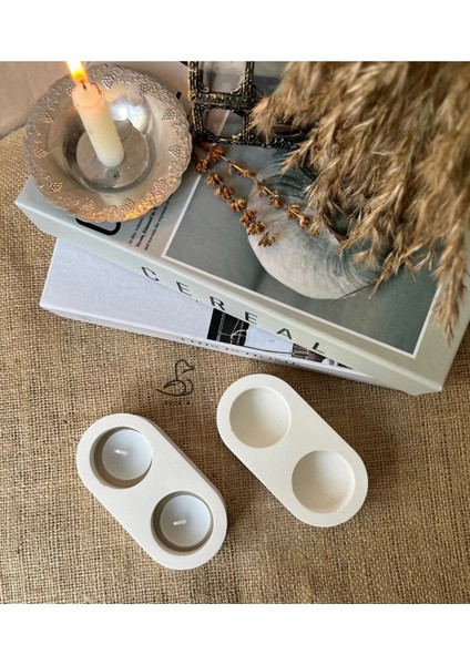 Dairesel Tealight Mumluk/şamdanlık 2’li 14-7 cm modelleri