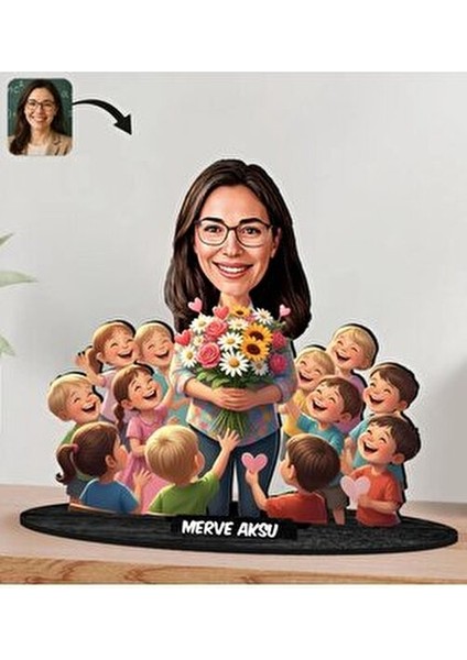 Kişiye Özel Kadın Öğretmen Tasarımlı Karikatür Biblo -11, Öğretmene Hediye, Öğretmenler Günü fiyatları