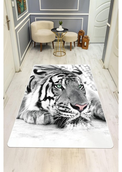 Kaplan Desenli Dijital Baskı Kaymaz Taban Halı H0140