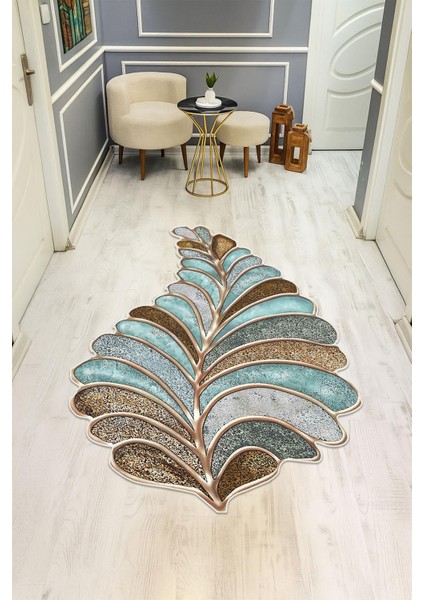 Modern Lazer Kesim Dijital Baskı Kaymaz Taban Halı H0413