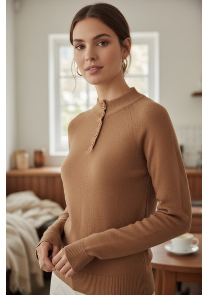 Kadın Düğmeli Triko Body