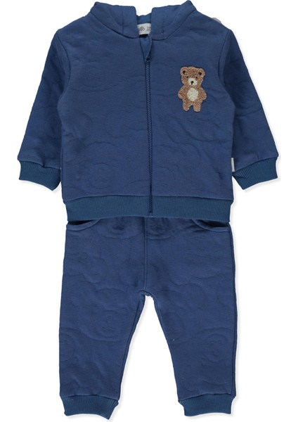 Jakarlı Kapitone Kapşonlu Hırka 2li Takım (Bearısh) Indigo