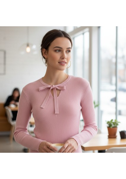 Kadın Triko Fiyonk Yaka Basic Body fiyatları