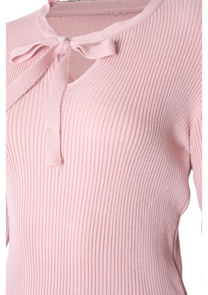 Kadın Triko Fiyonk Yaka Basic Body