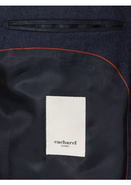 Erkek Lacivert Slim Fit Yün Karışımlı Mikro Desenli Klasik Ceket 50310061-VR033