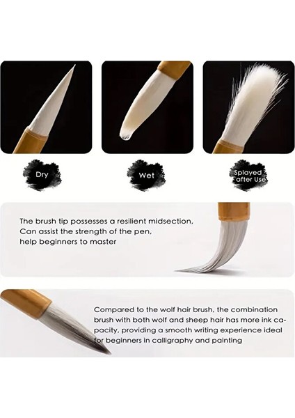12 Parça Bambu ve Keçi Kılı Fırçalar Seti Kaligrafi Suluboya Akrilik Yağlı Guaj Boya Için Uygundur modelleri