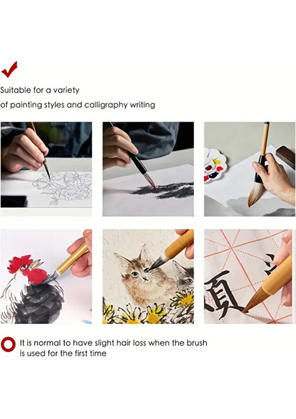 12 Parça Bambu ve Keçi Kılı Fırçalar Seti Kaligrafi Suluboya Akrilik Yağlı Guaj Boya Için Uygundur fırsatları