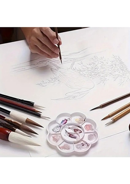 12 Parça Bambu ve Keçi Kılı Fırçalar Seti Kaligrafi Suluboya Akrilik Yağlı Guaj Boya Için Uygundur indirimleri