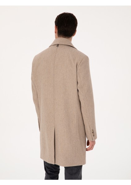Erkek Bej Regular Fit Yün Karışımlı Kaban Kaşe 50311634-VR011