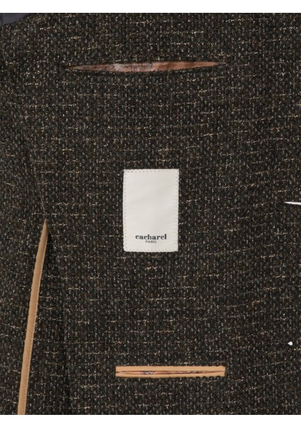 Erkek Haki Slim Fit Yün Karışımlı Spor Ceket 50272700-VR027